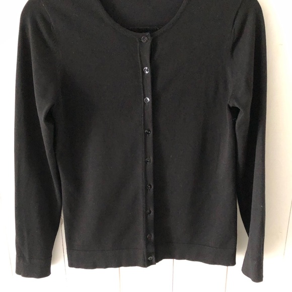 August Silk Black Silk Blend Soft Button Down Long Sleeve Cardigan Size Small - Picture 4 of 12